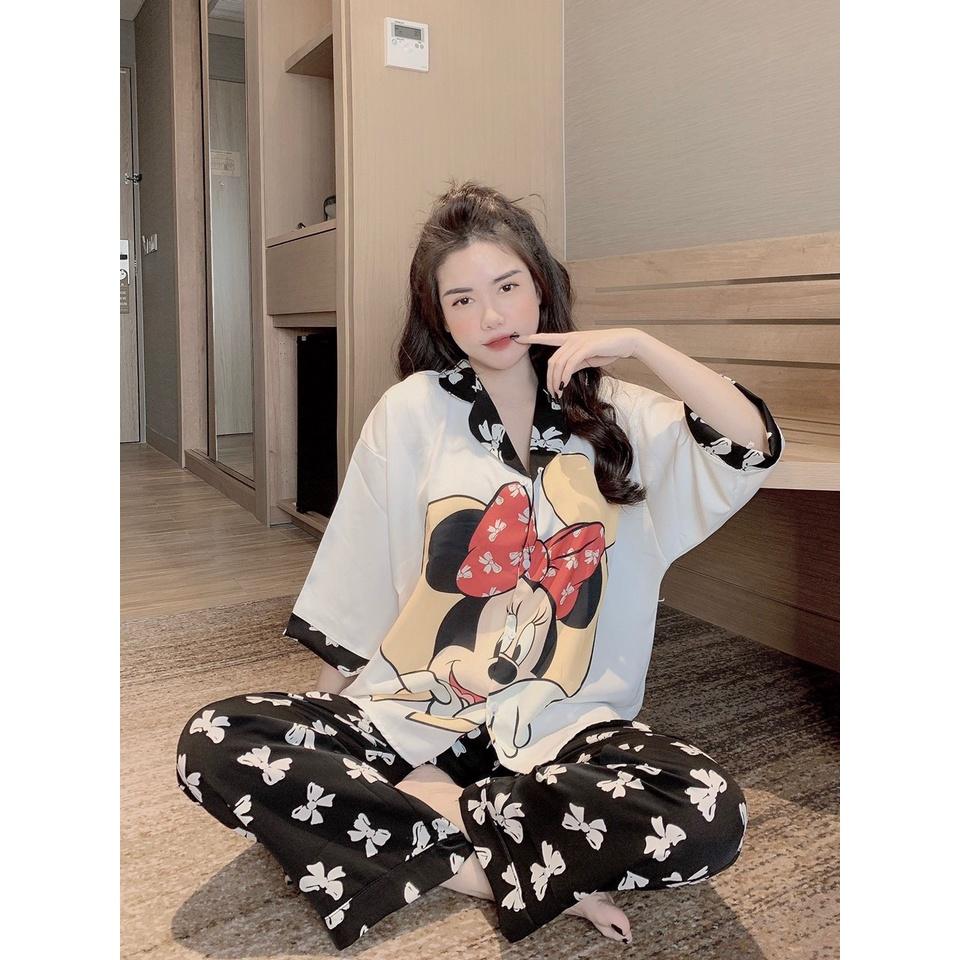 Đồ Bộ Ngủ Nguyên Set Pijama Cổ Thường Quần Dài Tay Ngắn Lụa Latin, Mango Cao Cấp Thiết Kế 5D Không Xù Mẫu Hot 2021