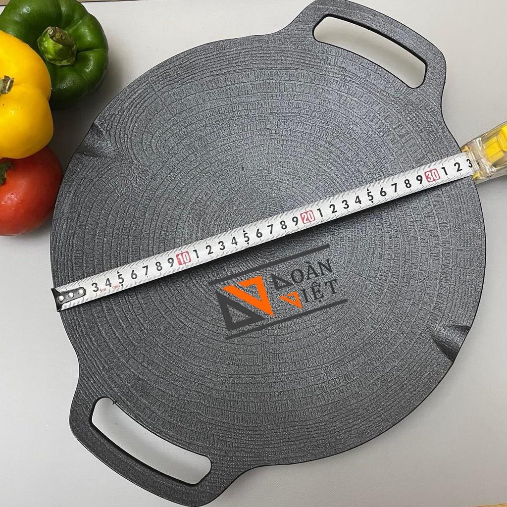ECORAMIC-Chảo NƯỚNG CHỐNG DÍNH VÂN ĐÁ HÌNH XOẮN ỐC ,GANG ĐÚC NGUYÊN KHỐI 33cm - Phong cách Hàn Quốc, an toàn