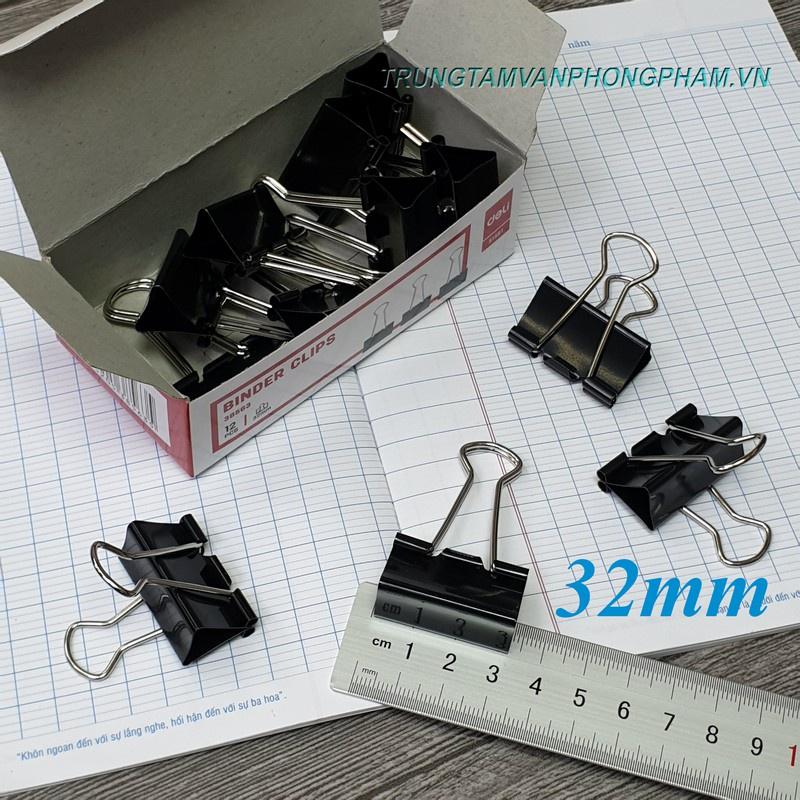 Kẹp bướm đen 32mm kẹp giấy Binder Clips - Double Clip - Hộp 12 cái