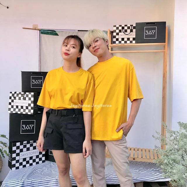 Áo Thun Trơn Unisex VÀNG/TÍM/XÁM/ĐEN/TRẮNG/NÂU/TAN form Nam Nữ unisex ️ Kiểu áo phông form rộng Jaystoree