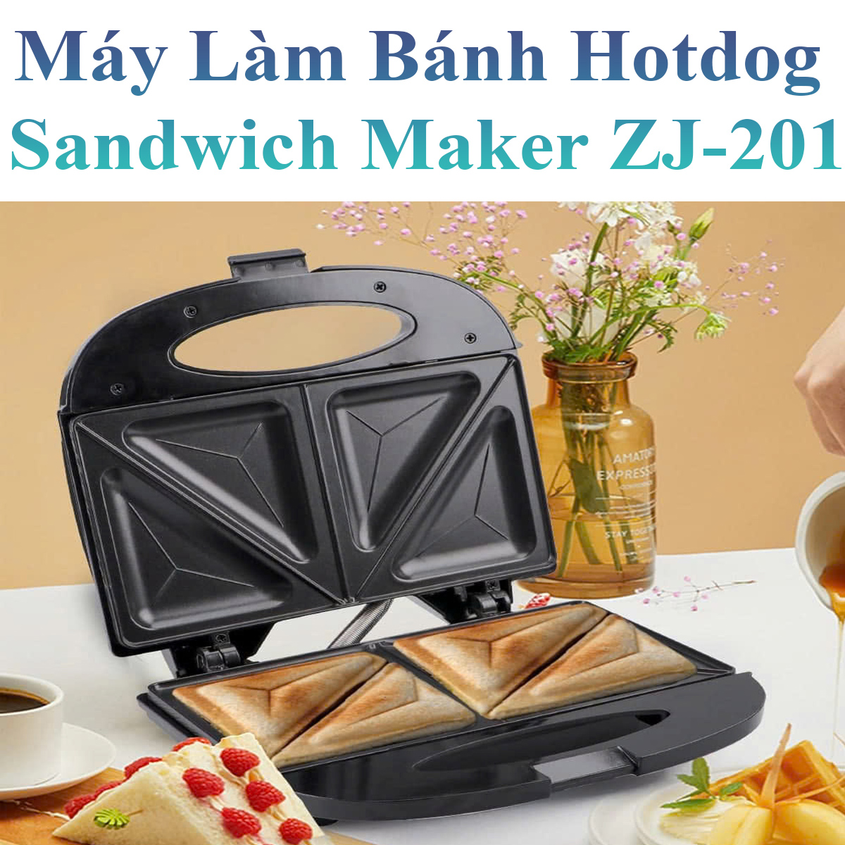 Máy Làm Bánh Hotdog Sandwich Maker Zj-201 Công Suất 750W Tiện Dụng
