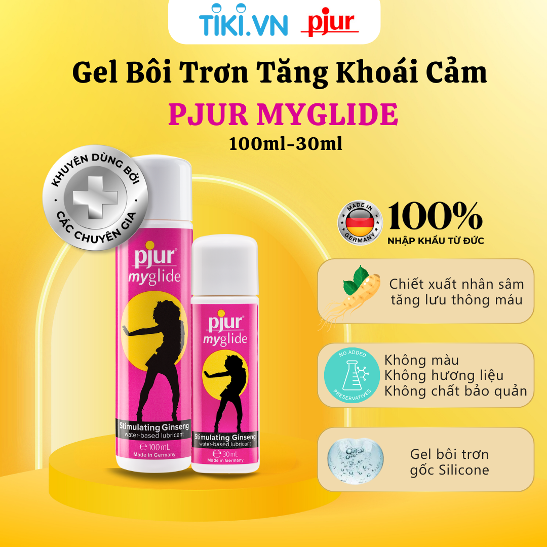 Gel bôi trơn tăng khoái cảm kích thích Pjur Myglide 100ml dành cho nữ 100ml, gel bôi trơn chứa nhân sâm tự nhiên kích thích lưu thông máu