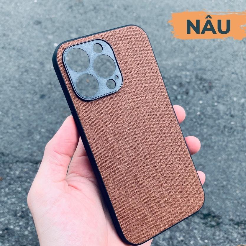 Ốp lưng ip 13 pro chống vân tay nhựa cứng viền đen giả vải JEAN 1 màu phụ kiện huỳnh tân store