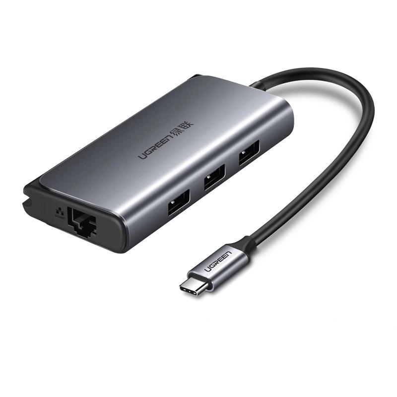 Ugreen UG50252CM141TK Bộ chuyển đổi TYPE C sang 3 USB 3.0 + LAN + hỗ trợ nguồn TYPE C - HÀNG CHÍNH HÃNG