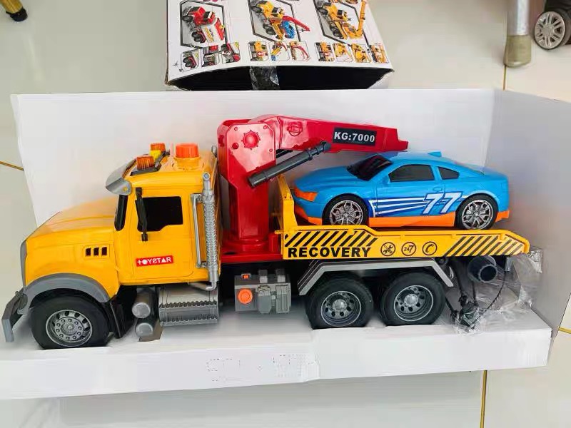 Đồ chơi xe ô tô cứu hộ giao thông cao cấp chạy đà có đèn nhạc mô hình hoạt động nâng hạ như thật cho trẻ em