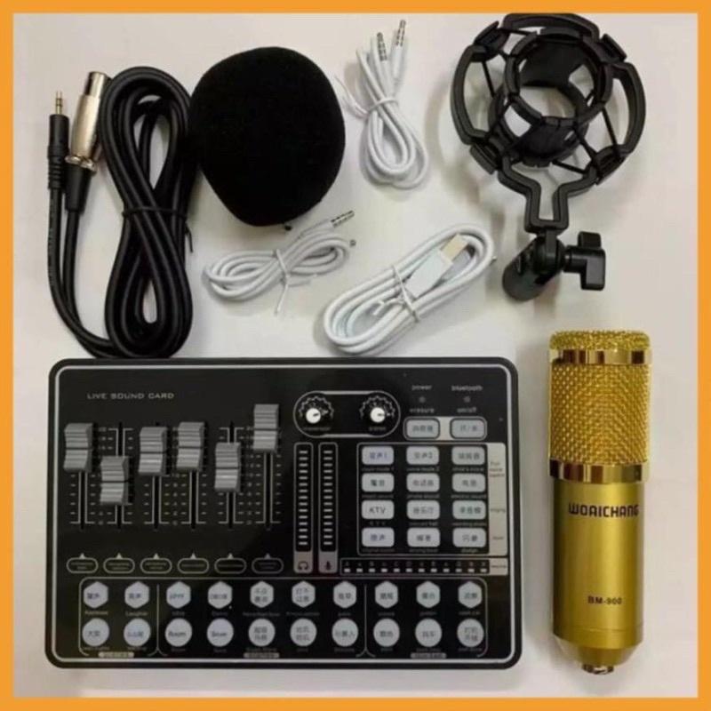 Combo Micro BM900 và Soundcard H9 – Thu Âm Hát Live Stream, Karaoke, AutoTune, Giả Giọng, Cực Hay, Có Bluetooth