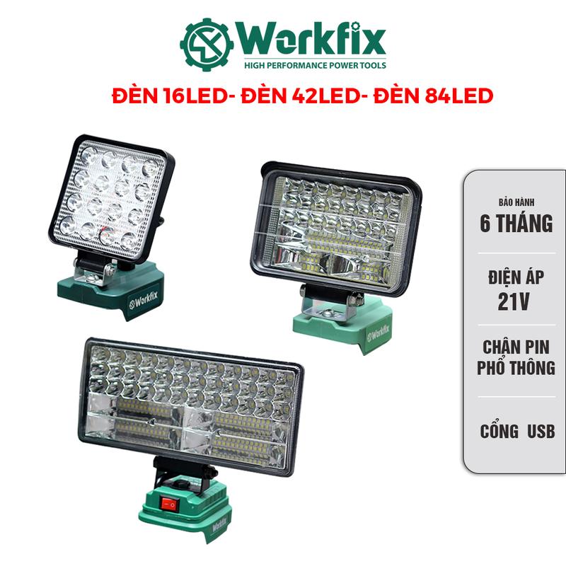 Đèn LED pin Workfix 16 bóng - 48 bóng - 84 bóng - Sử dụng chân pin phổ thông PLUS - Bảo Hành Chính Hãg den pin siêu sáng