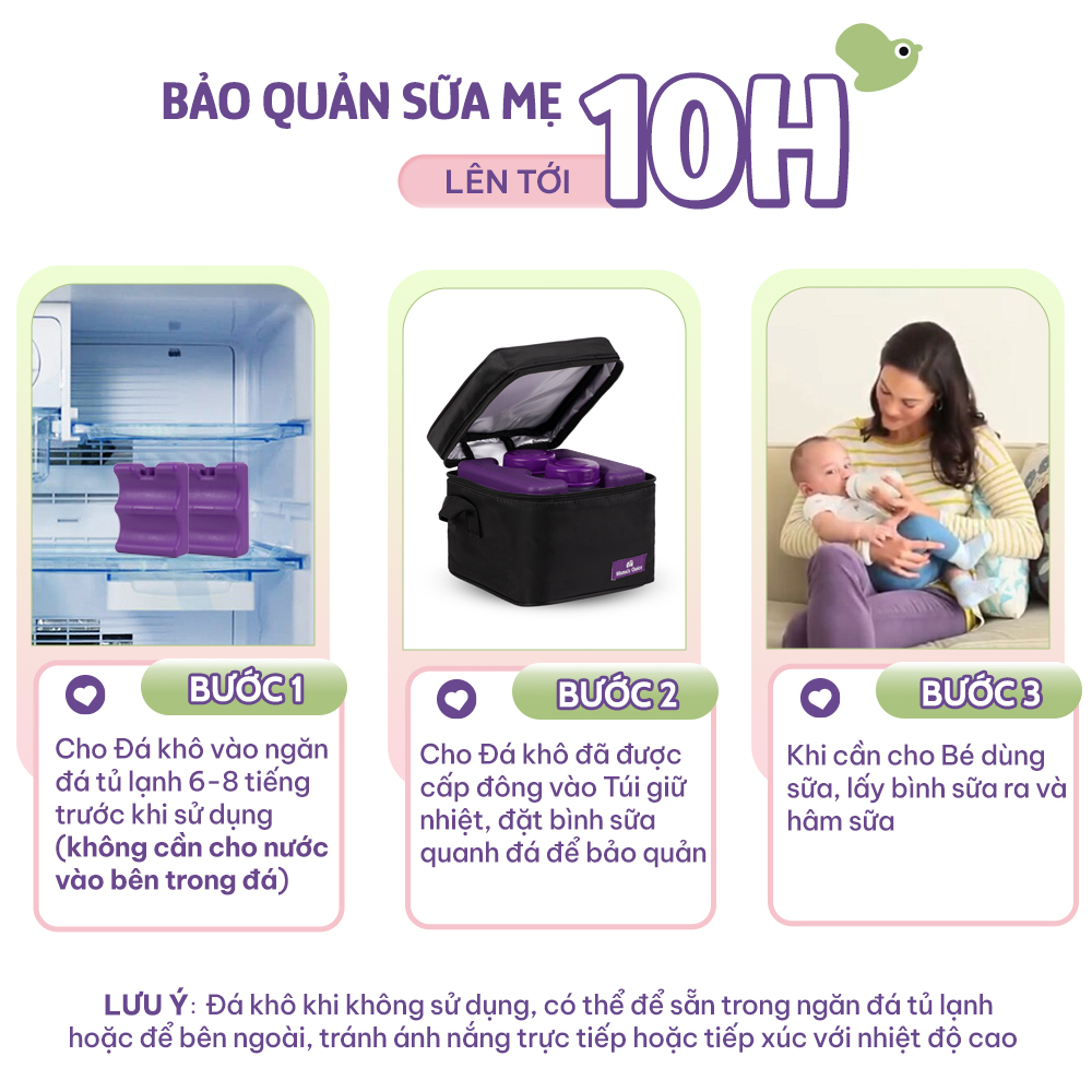 Túi Đá Khô Trữ Sữa Mama’s Choice, Giữ Lạnh Sữa Mẹ Lên Đến 14 Tiếng, Túi Giữ Nhiệt Bình Sữa, Đựng Và Giữ Ấm Đồ Ăn Cho Bé 