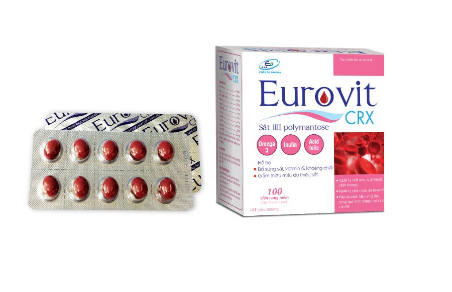 VIÊN BỔ MÁU EUROVIT – BỔ SUNG SẮT III – ACID FOLIC – KHÔNG NÓNG, KHÔNG TÁO BÓN – BỔ SUNG SẮT CHO NGƯỜI THIẾU MÁU – ĐAU ĐẦU – HOA MẮT CHÓNG MẶT – PHỤ NỮ CÓ THAI VÀ CHO CON BÚ – HỘP 100 VIÊN