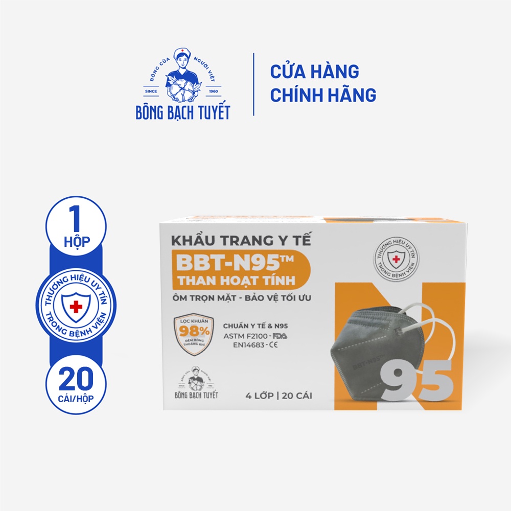 Khẩu Trang Bông Bạch Tuyết N95 4 lớp than hoạt tính