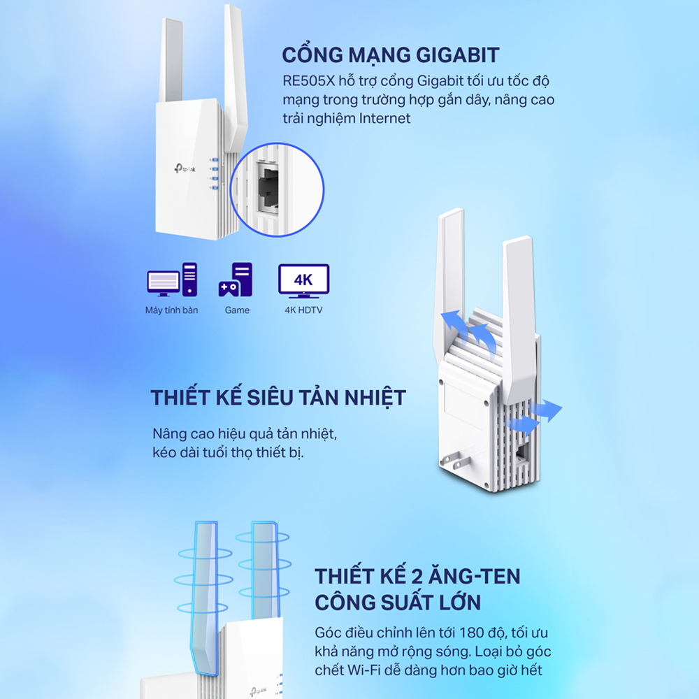 Bộ Mở Rộng Sóng Wifi TP-Link Archer RE505X Chuẩn AX1500 - HÀNG CHÍNH HÃNG