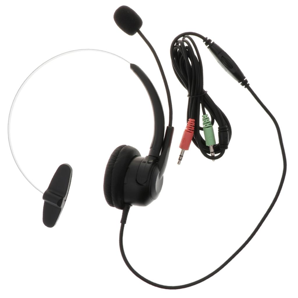 Call Center Office Hands-free Headset 3.5mm Headphone Monaural Microphone