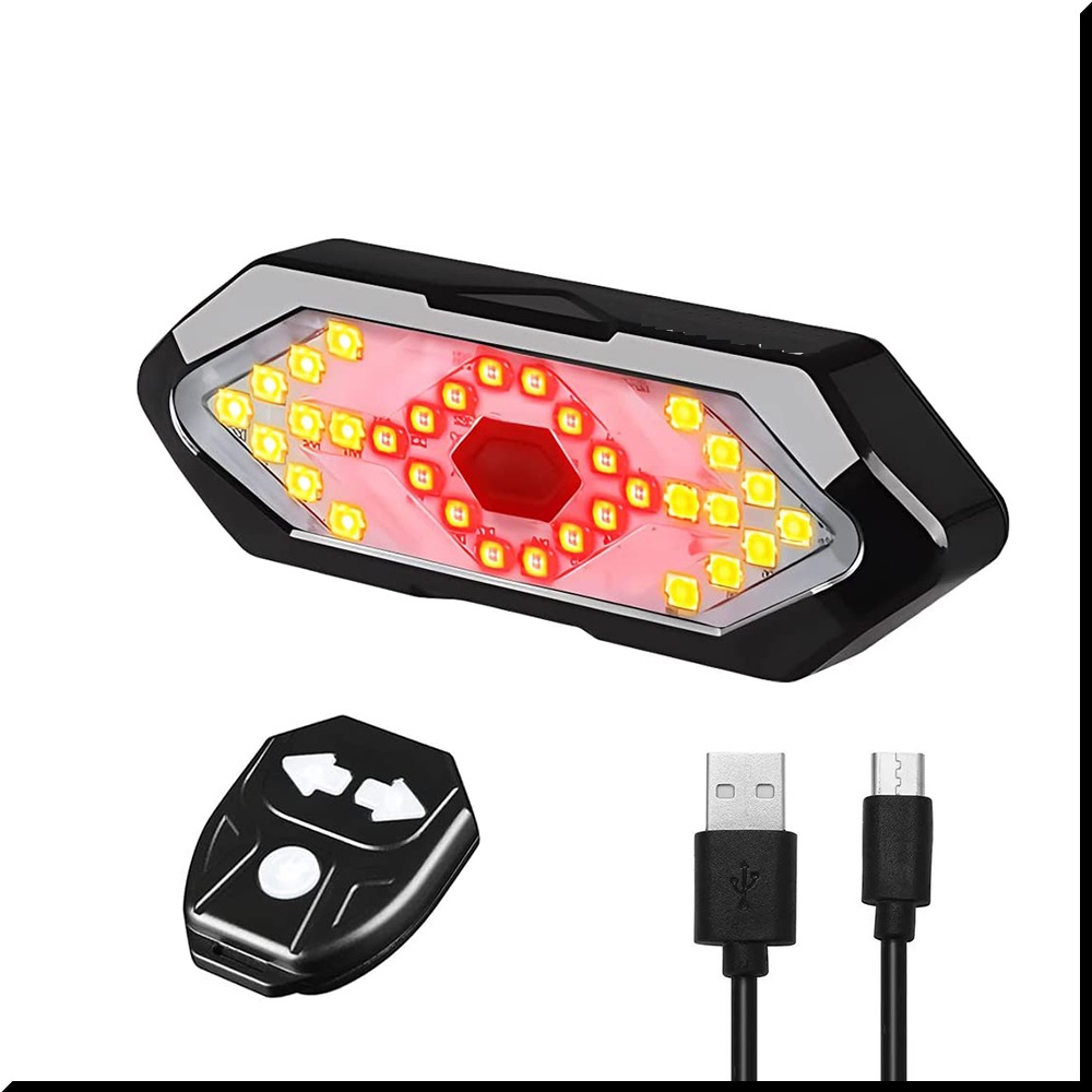 Đèn xi nhan xe đạp LED rẽ trái phải remote điều khiển từ xa không dây sạc USB chống nước kiêm đèn hậu - Hàng chính hãng dododios