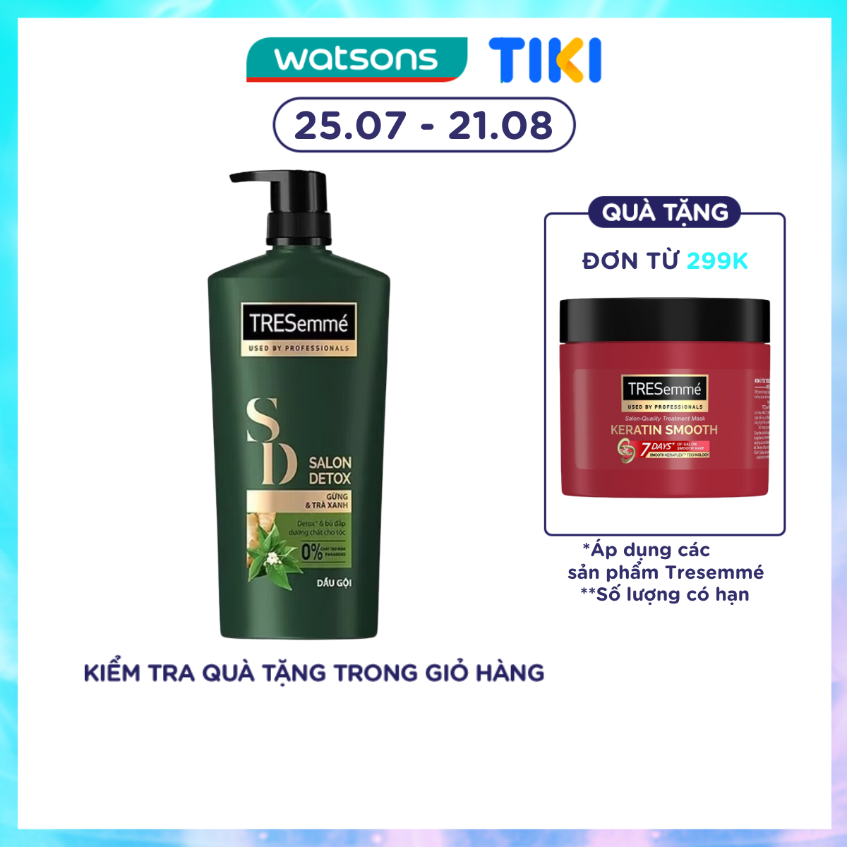 Dầu Gội Tresemmé Salon Detox Gừng &amp; Trà Xanh Giúp Tóc Chắc Khoẻ 640g