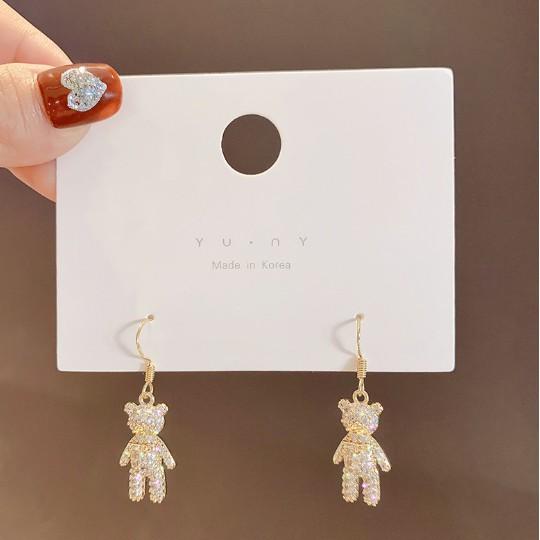 Hoa Tai Nữ Hình Gấu Kute Đính Đá Cao Cấp, Quà Tặng Bạn Gái, BT09