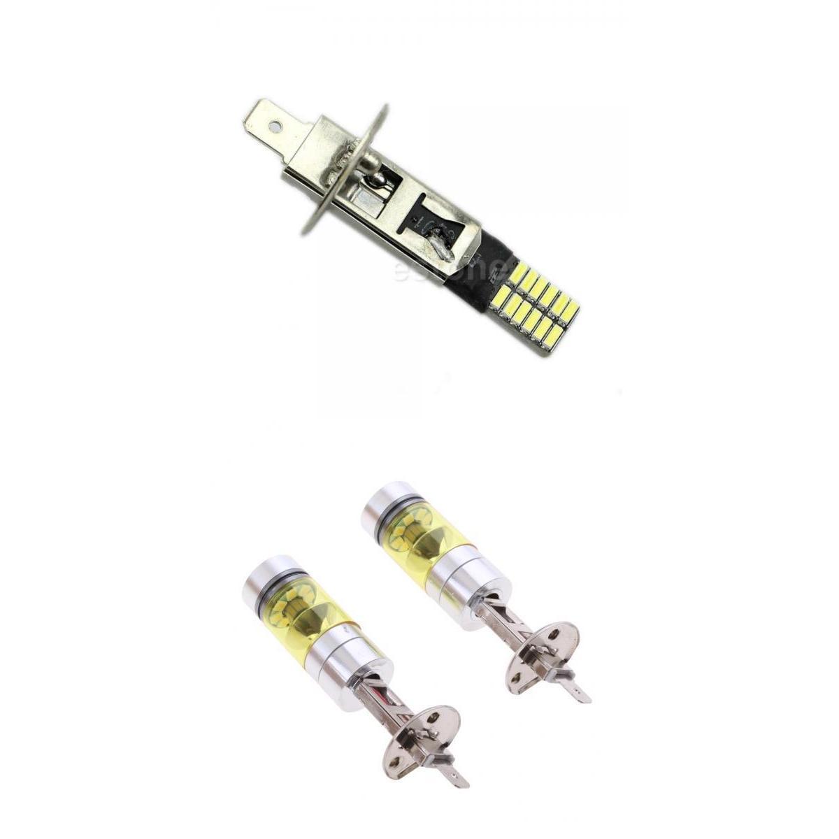 2 Pieces H1 20LED 100W Yellow Projector Fog Driving Light & H1 3014 24SMD