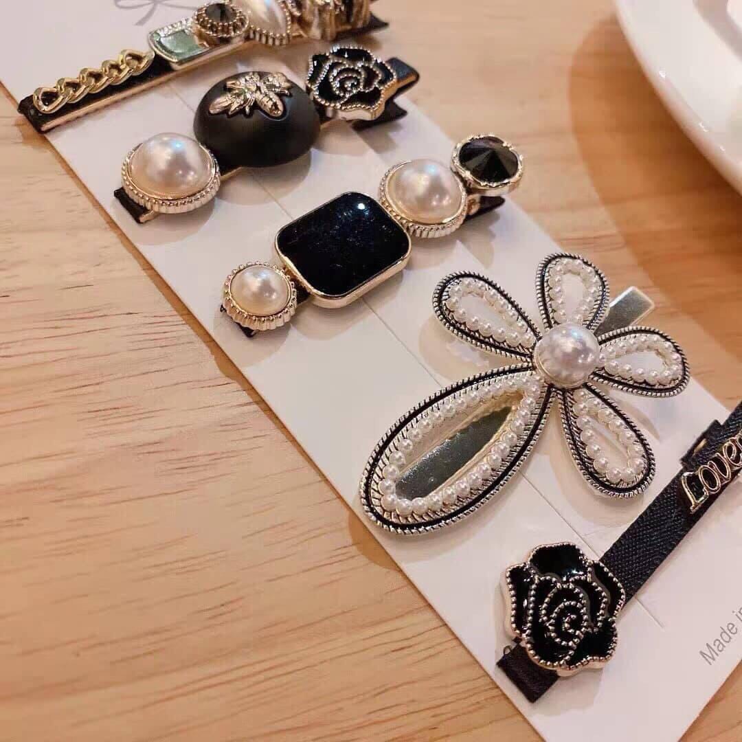 Sét kẹp tóc nơ đính đá siêu xinh