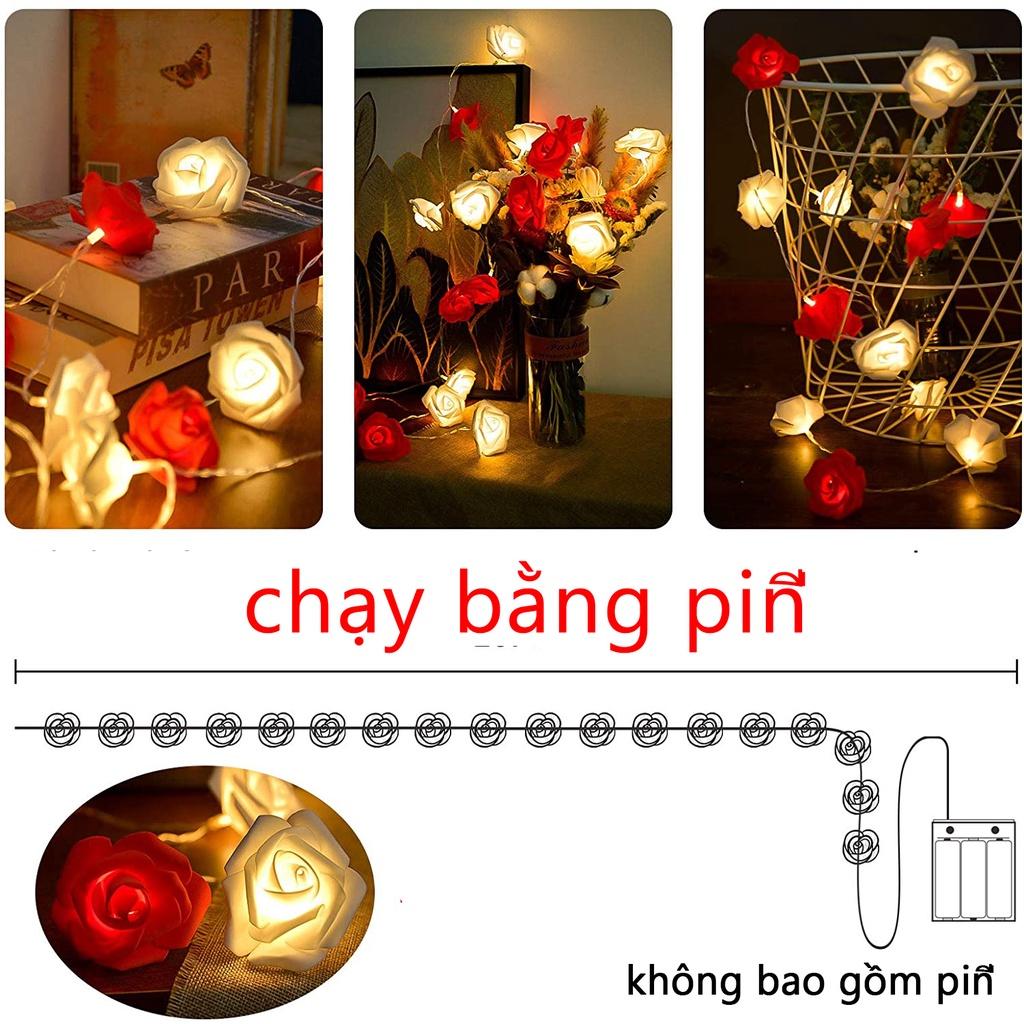 Dây đèn LED 40/20/10 bóng hình hoa hồng lãng mạn dùng trang trí