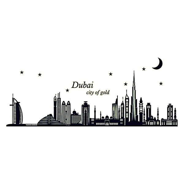 Decal Dán Tường Thành Phố Dubai Dạ Quang Binbin PK480