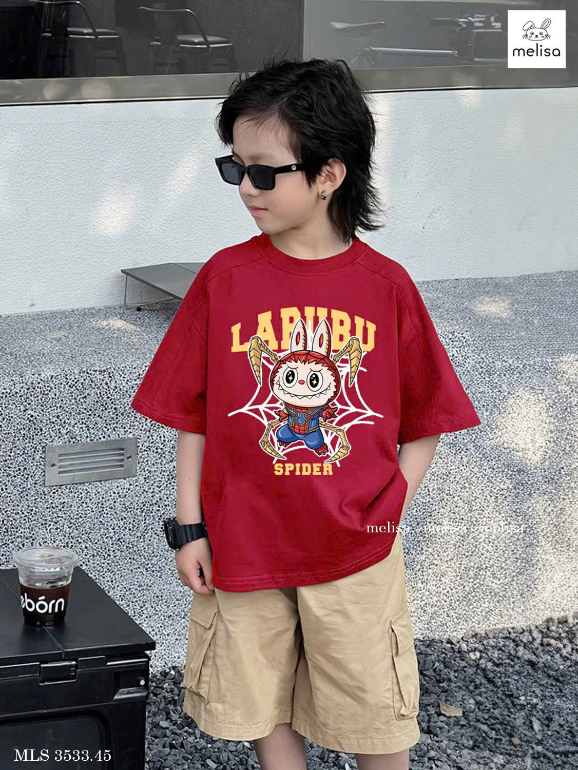 Set bộ cho bé trai áo thun họa tiết labubu bé diện đi chơi dự tiệc lễ tết đẹp từ 12-45kg chất cotton mềm mát