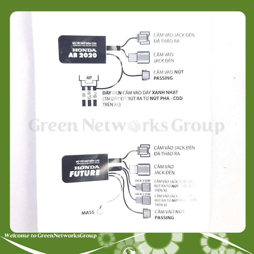 Bộ mạch mở tắt đèn -S-U N F-A xe AirBlade 2020 Lead Wave RSX Winner X SHVN SH mode Future Vision tích hợp công tắc Coss Pha Green Networks Group