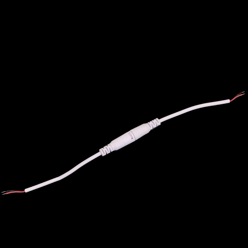 2pcs DC 5.5X2.1 Female Male Adapter Cable Wire for CCTV Camera Monitor White