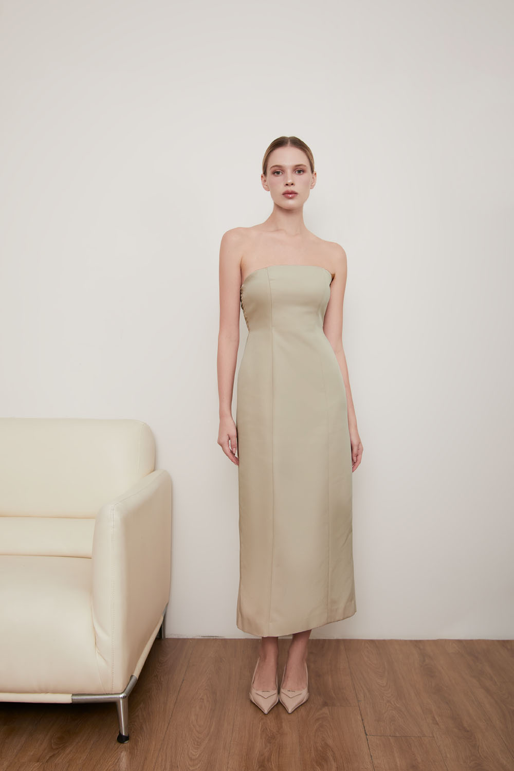DOTTIE - Đầm dài cúp ngực - Beige - D0519