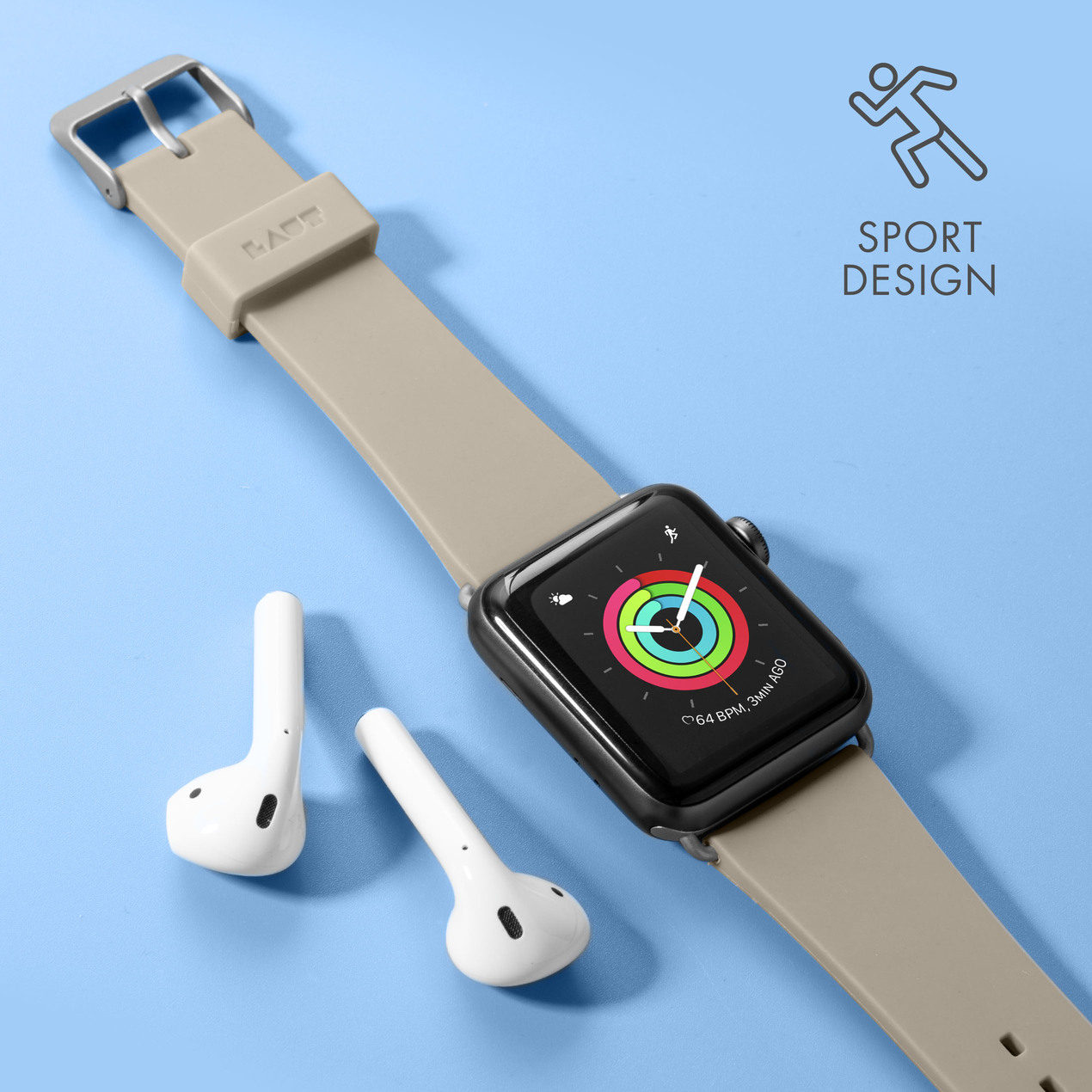 HÀNG CHÍNH HÃNG - Dây đeo LAUT Active cho Apple Watch (38/40/41mm) Series 1~8 &amp; SE Active Watch Strap được làm từ chất liệu cao su kháng khuẩn: chất liệu da TPU bền, có thể làm sạch, tiện lợi cho việc đeo và tháo dễ dàng