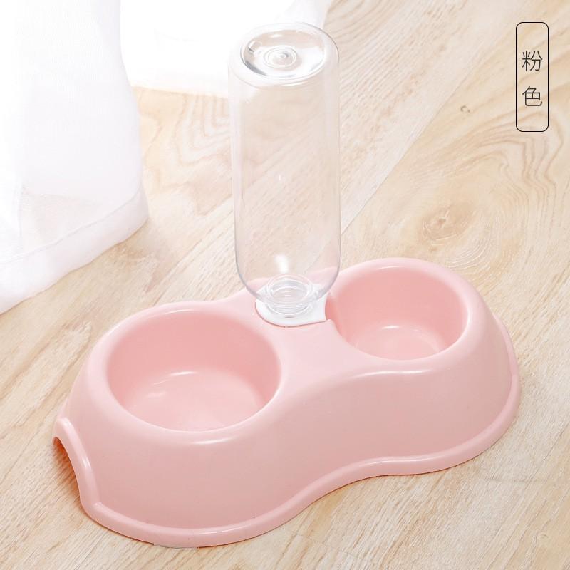 Bát Ăn Đôi Kèm Bình Uống Nước Tự Động - Bát Nhựa Đế Chống Trượt Cao Cấp