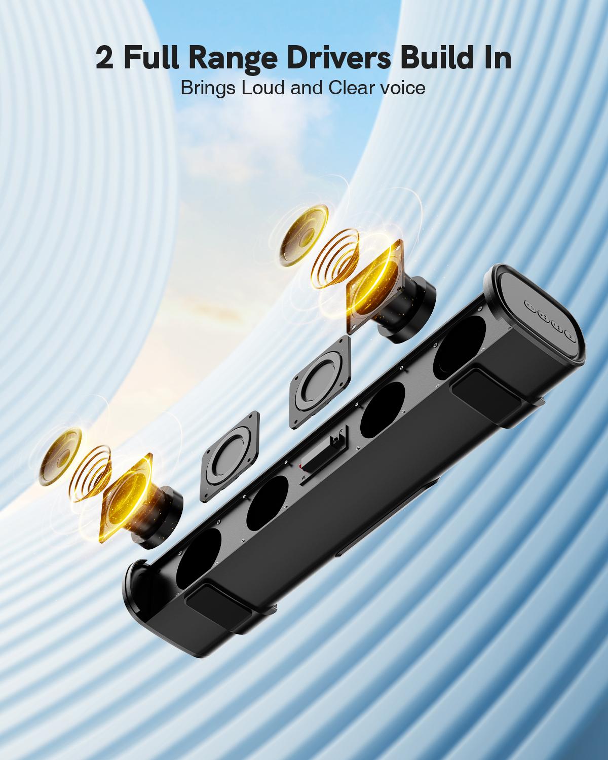 Ultimea 50W Soundbar cho Hệ thống rạp hát tại nhà TV 2.1Ch Hộp âm thanh với loa siêu loãng phụ 3D Stereo Bluetooth 5.0 loa Color: Tapio I Woofer Size/Full-Range Size: UK Plug