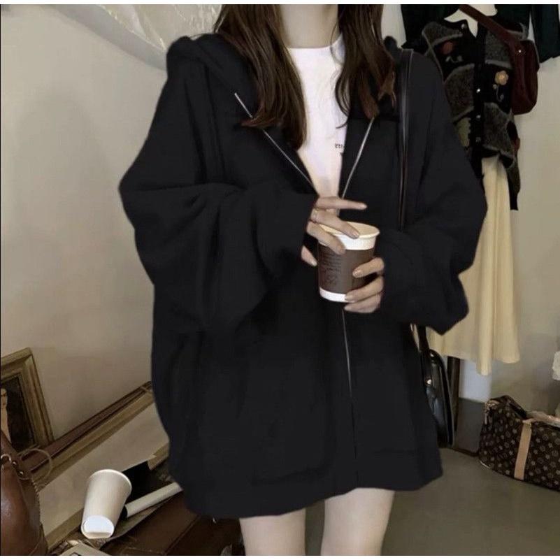 Áo Khoác Nỉ Hoodie Zip Cao Cấp Chất Nỉ Trần Bông Đẹp Dày Dặn Khóa Kéo Có Mũ, Form Unisex Rộng To HZT Phong Cách Hàn Quốc