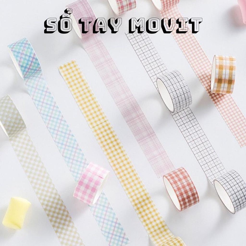 Set 4 cuộn băng keo washi tape hình caro trang trí sổ