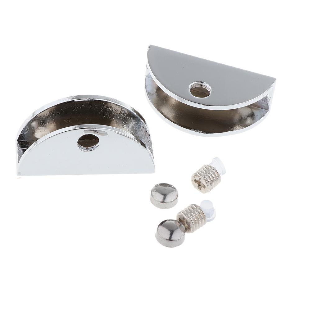 3x2pc Zinc Alloy Fixed Glass Half Circle Adjustable Glass Brackets 8-10mm
