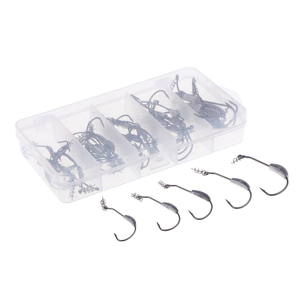 50pcs Weighted Superline Spring Hooks Jig Head Fishing Hook for Soft Lures