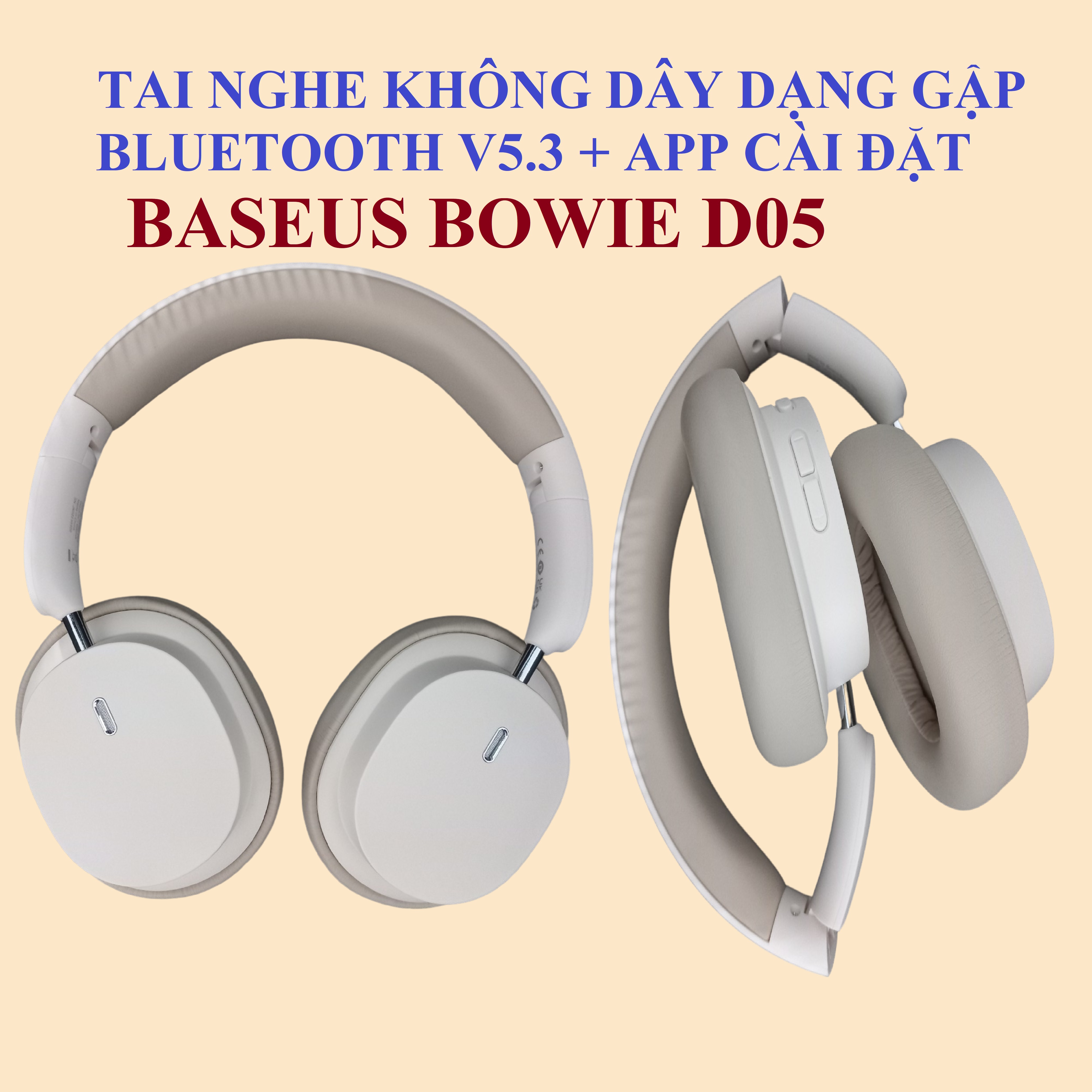 Tai nghe không dây dạng gập Bluetooth V5.3 độ trễ thấp App cài đặt Baseus Bowie D05 _ Hàng chính hãng