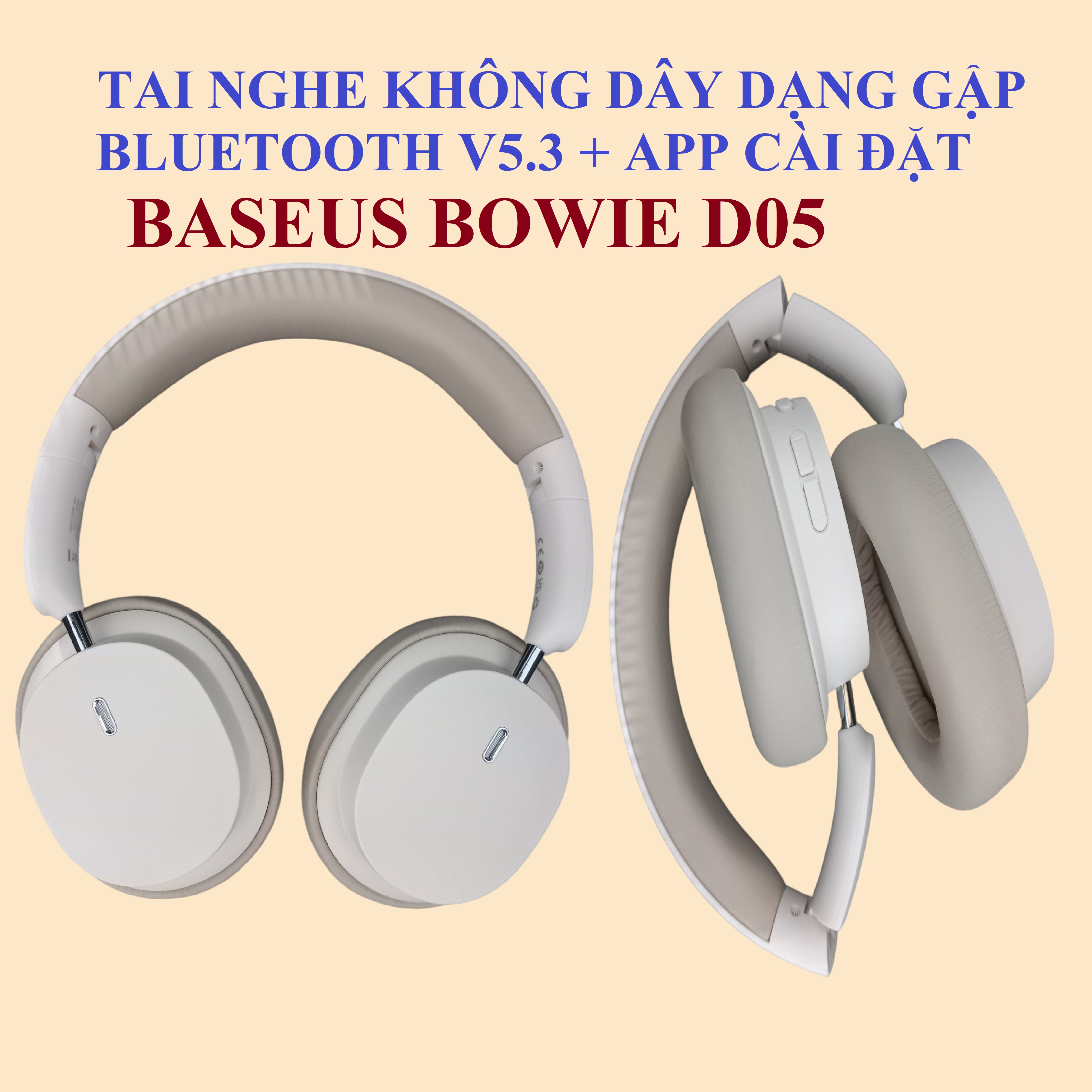 Tai nghe chụp tai không dây dạng gập Bluetooth V5.3 độ trễ thấp App cài đặt Baseus Bowie D05 _ Hàng chính hãng