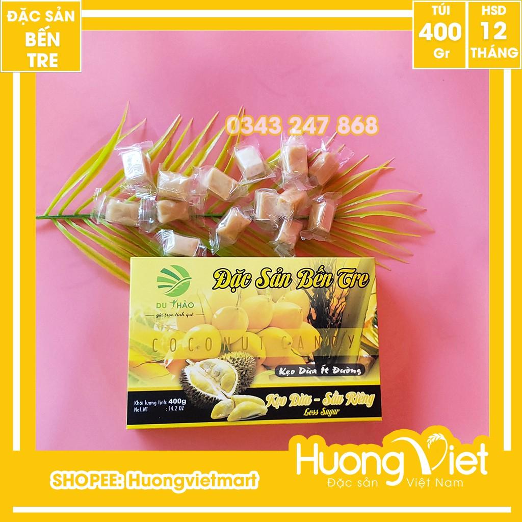 Kẹo dừa sầu riêng ít đường Du Thảo 400g, kẹo dừa Bến Tre, kẹo dừa ít ngọt