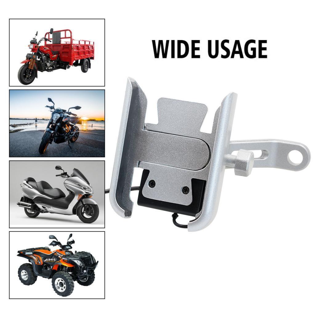 Universal Motorcycle Scooter Phone Mount Holder USB Charger for 4" - 6.5"