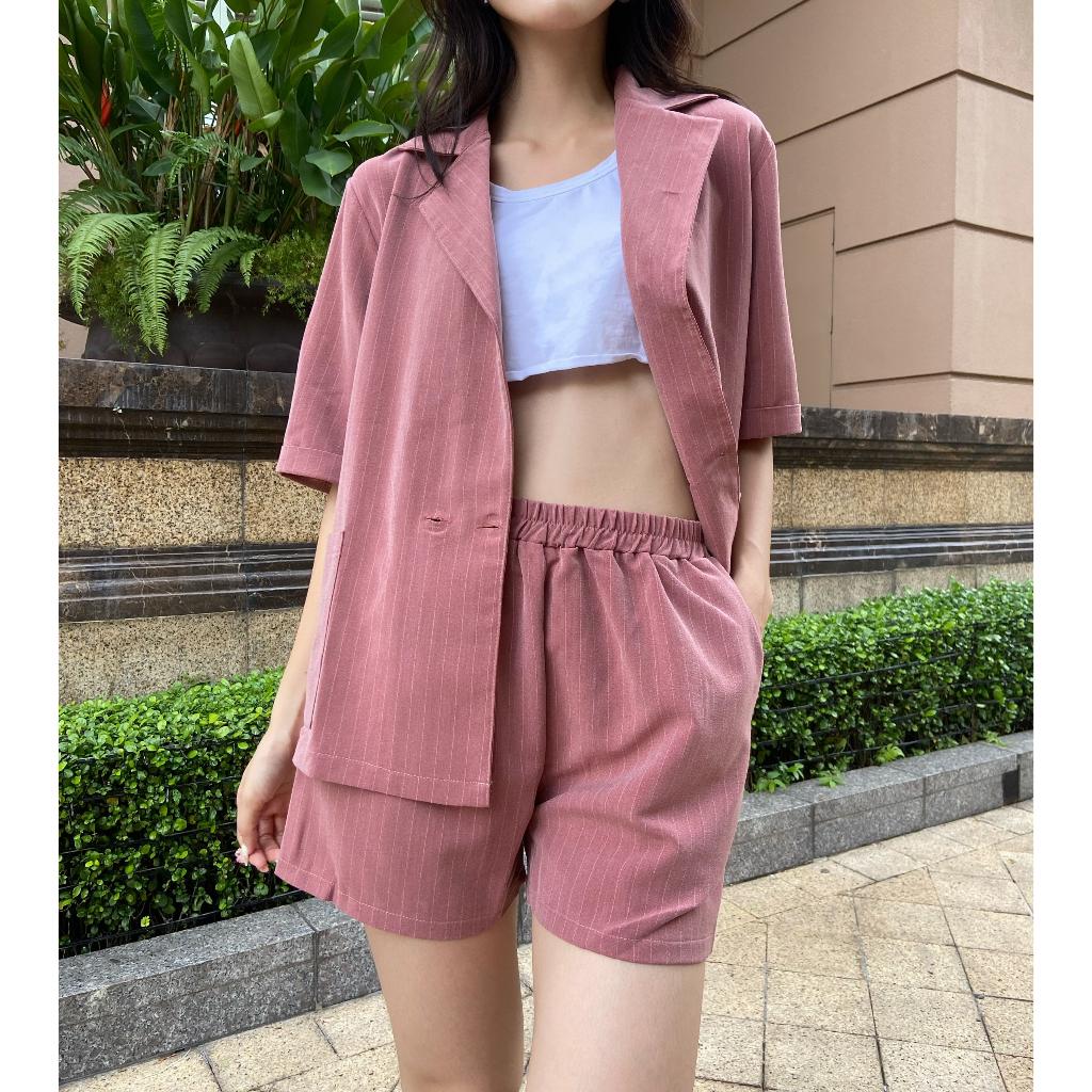 Bộ Set Vest sọc hồng - Lovadova 22O11C001