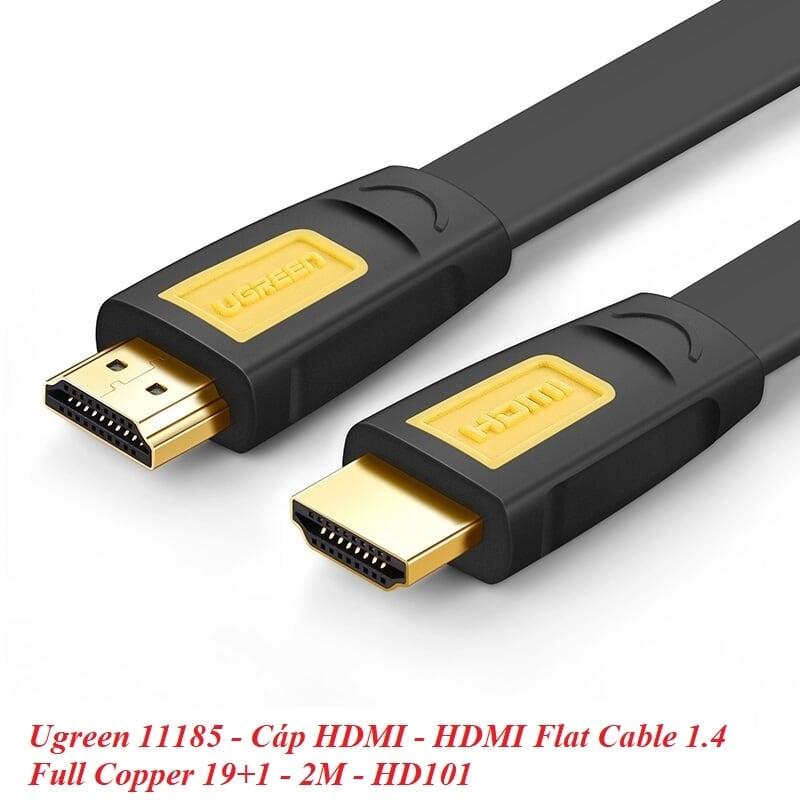 Ugreen UG11185HD101TK 2M màu Vàng Cáp tín hiệu HDMI chuẩn 2.0 hỗ trợ phân giải 4K * 2K 60hz cáp dẹt - HÀNG CHÍNH HÃNG
