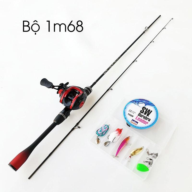 Bộ Cần Câu Lure Máy Ngang UL Carbon Siêu Dẻo Tặng Kèm Dây Câu Lure Và Hộp Mồi BCM19
