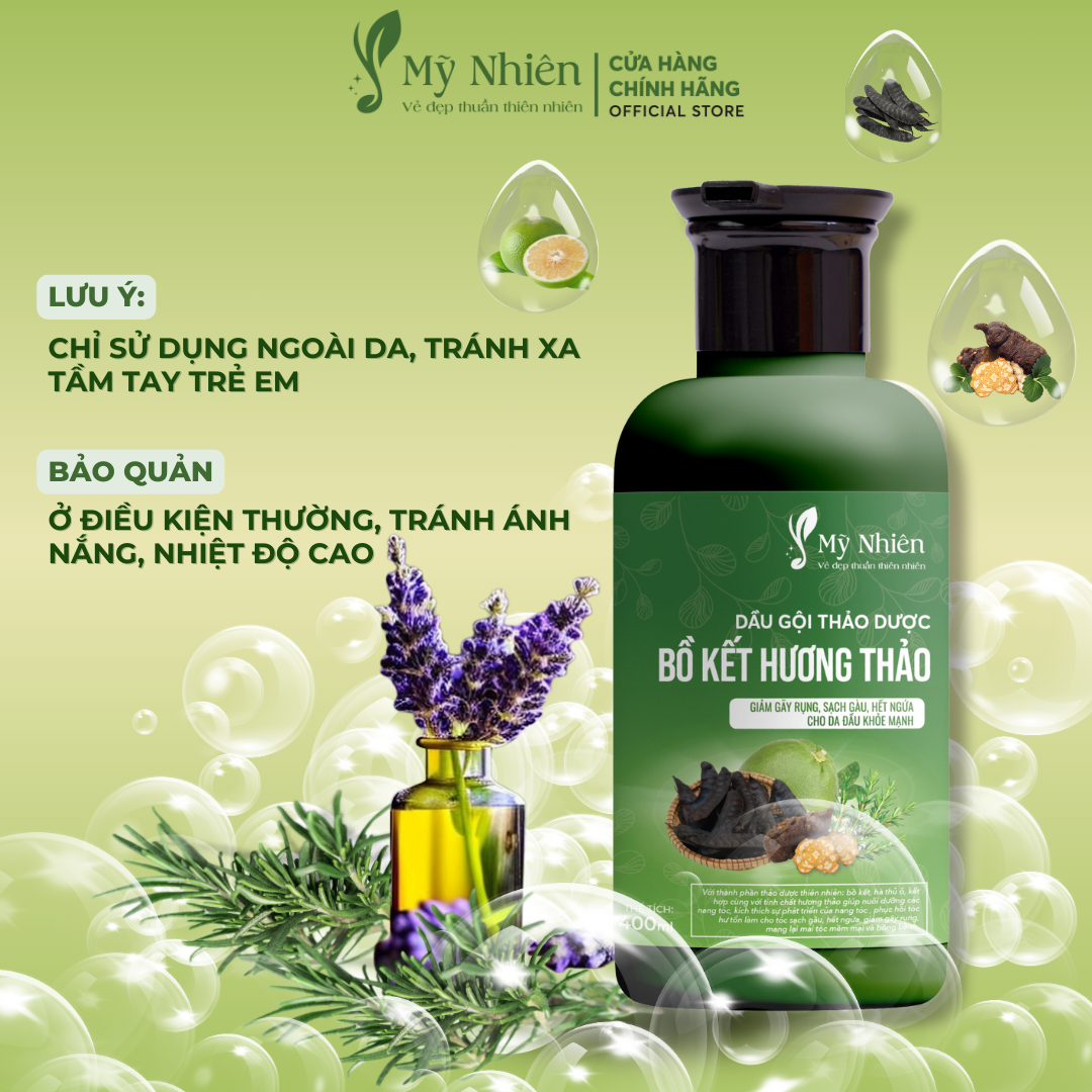 Dầu Gội, Xả Thảo Dược Mỹ Nhiên 400ml/300ml Dưỡng Tóc Tinh Chất Bồ Kết Hương Thảo - Làm Sạch Da Đầu, Nuôi Dưỡng Tóc Mềm Mượt, Giúp Tóc Khỏe Tự Nhiên