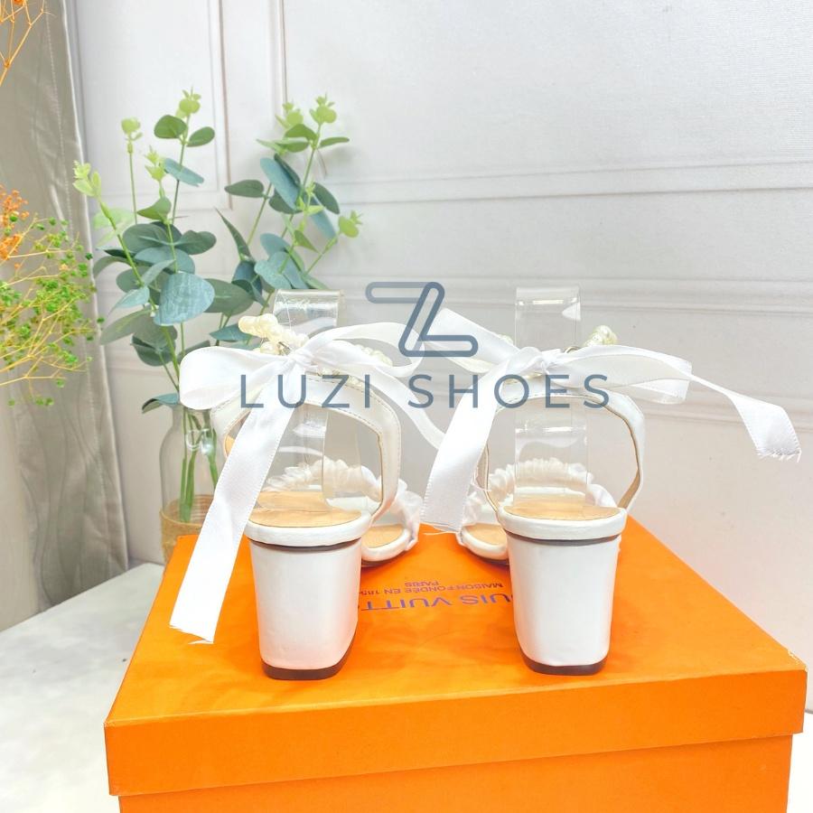 Giày cao gót nữ gót vuông thắt nơ 5 phân, giày sandal 5cm quai ngọc hottrend 2022