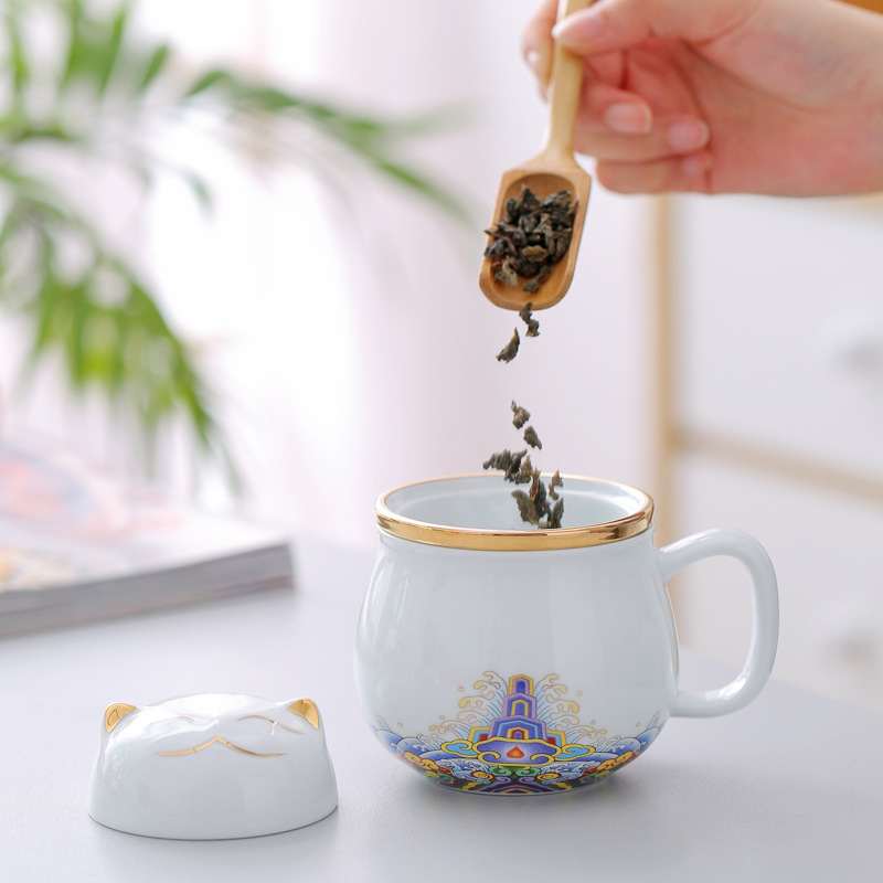 Cốc Uống Trà Hình Mèo Thần Tài Xinh Yêu