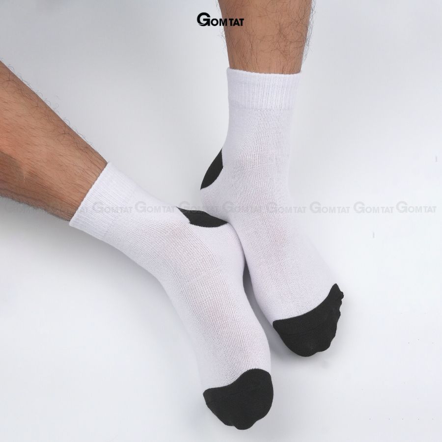 Combo 10 Đôi Vớ Cổ Cao Chất Cotton Dày Dặn, Tất Cao Cổ Nam Nữ Nano Bạc Khử Mùi Kháng Khuẩn - GOMTAT-VNXK-TRONCAO