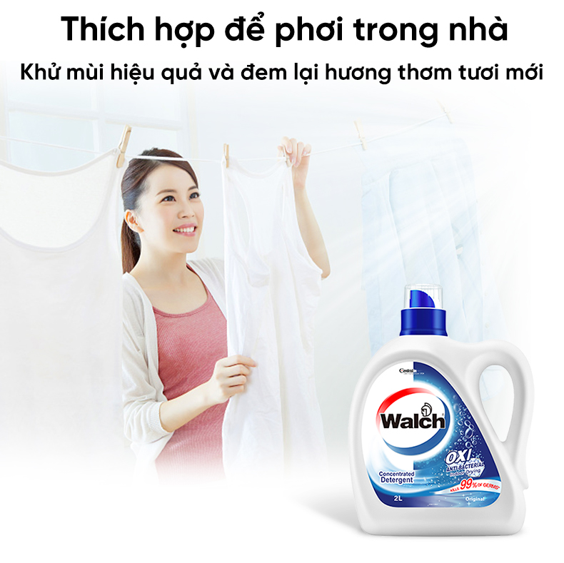 Nước giặt Walch đậm đặc siêu tiết kiệm, kháng khuẩn, khử mùi, tiêu diệt mạt bụi 99%, thích hợp cửa trên và cửa trước