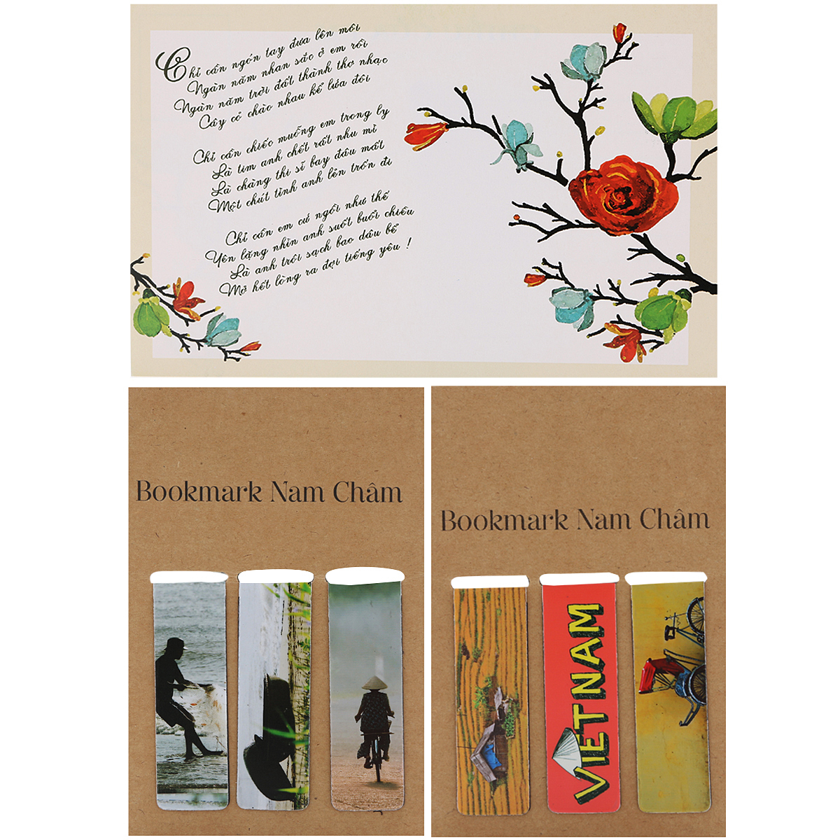 Combo Bookmark Nam Châm Bộ 3 Quê Hương Việt Nam (Tặng Kèm Postcard Chiều Của Em)