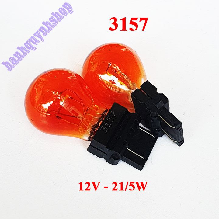 2 Bóng đèn ô tô 3157 12V 21/5W màu vàng 2 tóc đui cắm