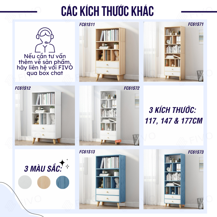 Tủ Đựng Sách Gỗ MDF FIVO FB61 Phong Cách Hàn Quốc - Hàng Chính Hãng