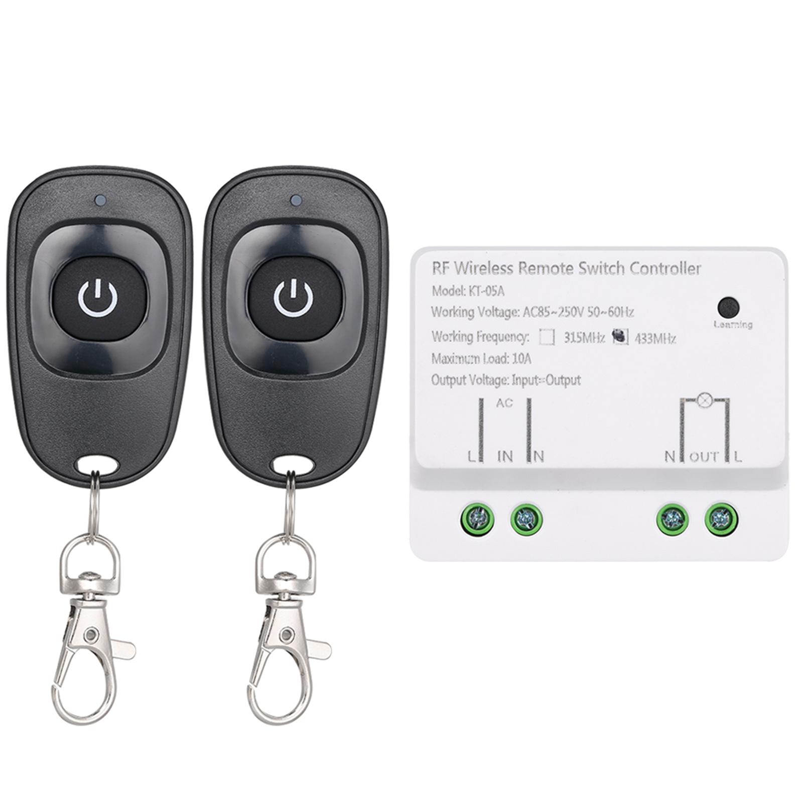 Smart Home 433Mhz AC85-250V 1CH Wireless Remote Switch Relay Receiver Transmitter Universal Remote Control Switch Module and 1PCS/2PCS RF Transmitter Remote Controls 1527